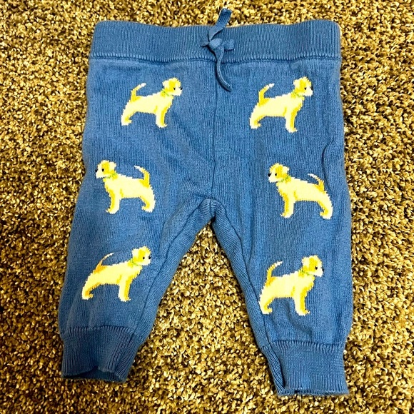 Janie and Jack Blue Knit Baby Pants with Dog Pattern 0-3 months - Picture 1 of 4